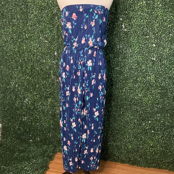 19 Cooper Strapless Floral Blue Jumpsuit Size S - Picture 4 of 9